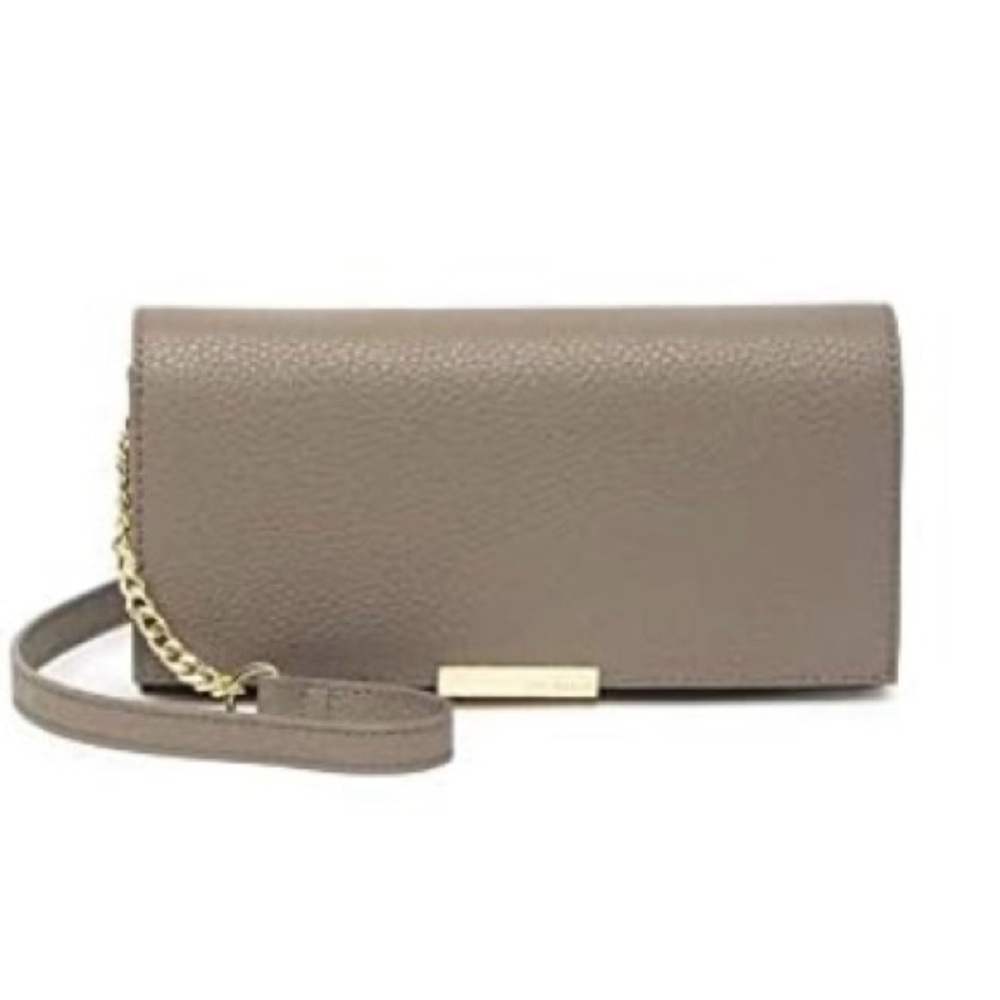TED BAKER Shazder Grainy Leather Wallet on a Chain (Removable) in Grey - Picture 2 of 11